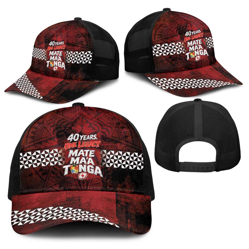 Mate Maa Tonga Rugby 2026 Baseball Net Cap 40 Years Anniversary One Legacy LT14 - Polynesian Pride