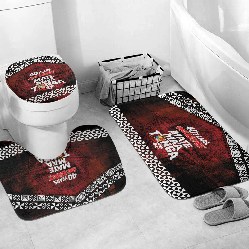 Mate Maa Tonga Rugby 2026 Bathroom Set 40 Years Anniversary One Legacy LT14 Mat Set Only (3 pcs) One Size Red - Polynesian Pride