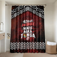 Mate Maa Tonga Rugby 2026 Bathroom Set 40 Years Anniversary One Legacy LT14 Shower Curtain Only Red - Polynesian Pride