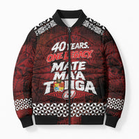 Mate Maa Tonga Rugby 2026 Bomber Puffer Jacket 40 Years Anniversary One Legacy LT14 Unisex Red - Polynesian Pride