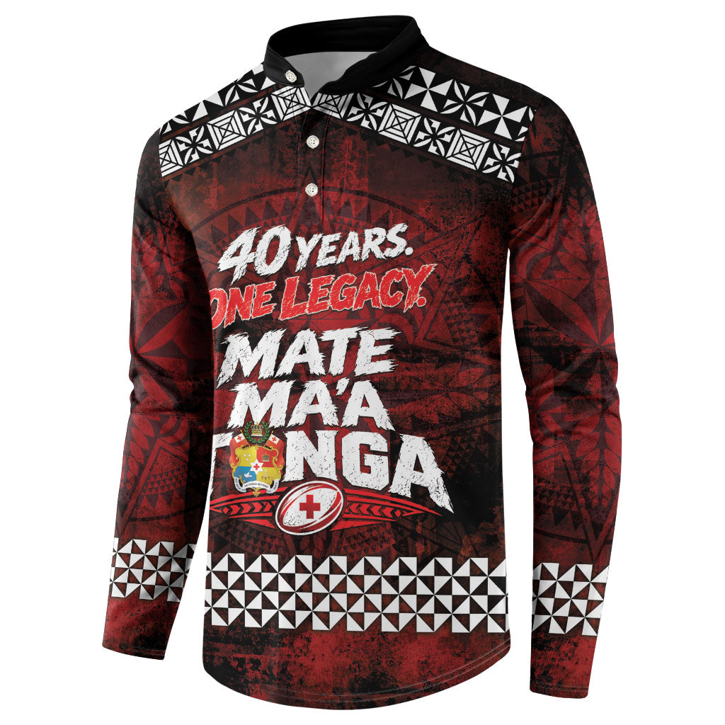 Mate Maa Tonga Rugby 2026 Button Sweatshirt 40 Years Anniversary One Legacy LT14 - Polynesian Pride