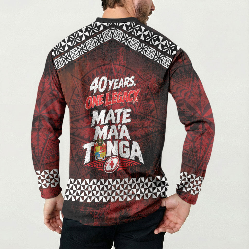Mate Maa Tonga Rugby 2026 Button Sweatshirt 40 Years Anniversary One Legacy LT14 - Polynesian Pride