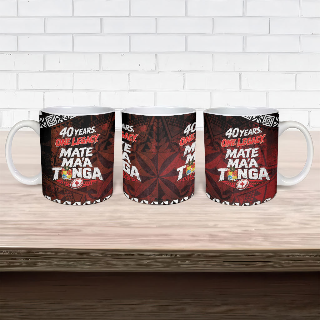 Mate Maa Tonga Rugby 2026 Ceramic Mug 40 Years Anniversary One Legacy LT14 - Polynesian Pride