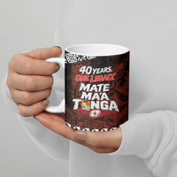 Mate Maa Tonga Rugby 2026 Ceramic Mug 40 Years Anniversary One Legacy LT14 - Polynesian Pride