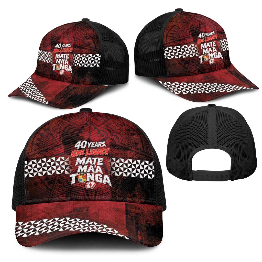 Mate Maa Tonga Rugby 2026 Mesh Trucker Cap 40 Years Anniversary One Legacy LT14 - Polynesian Pride