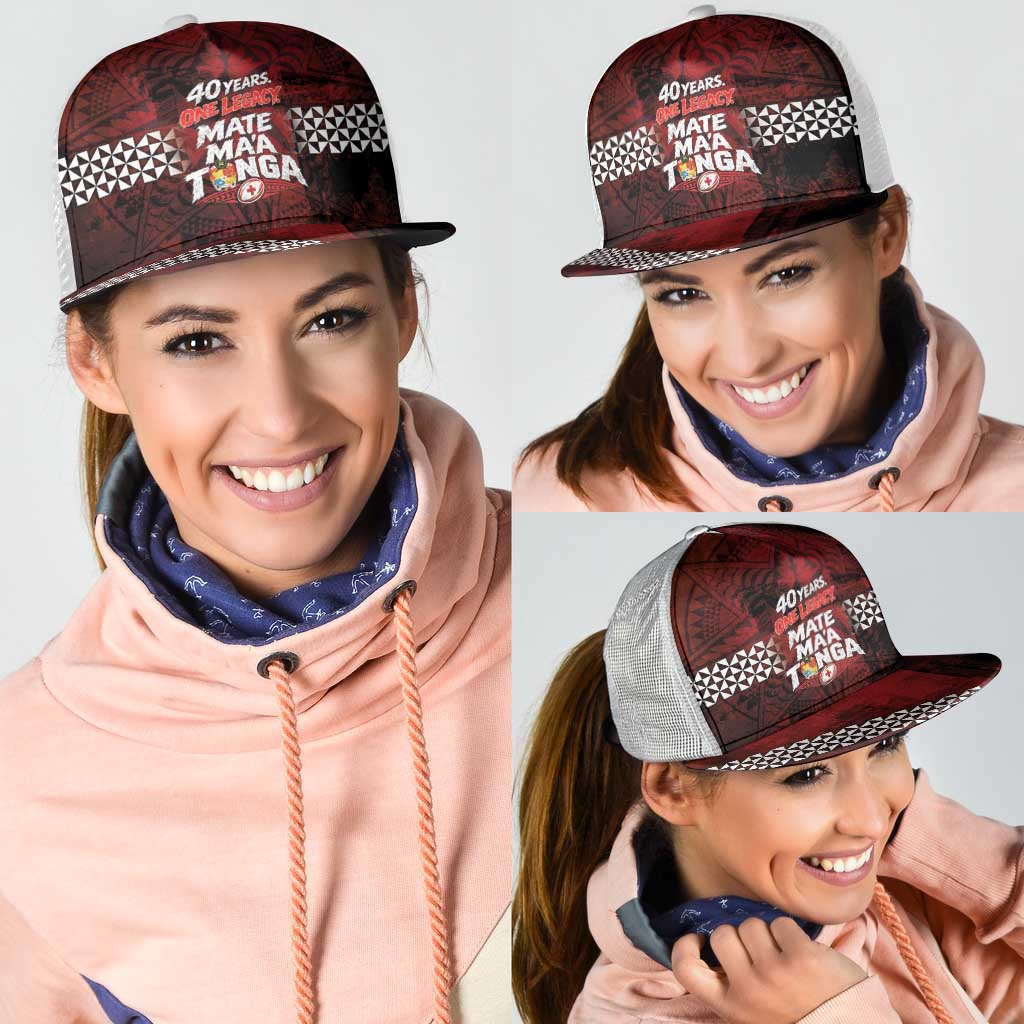 Mate Maa Tonga Rugby 2026 Mesh Trucker Cap 40 Years Anniversary One Legacy LT14 - Polynesian Pride