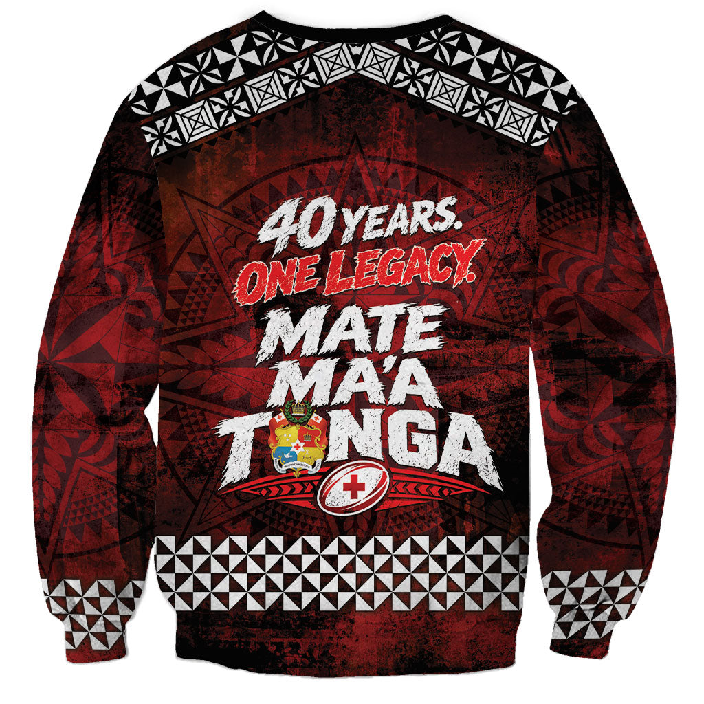Mate Maa Tonga Rugby 2026 Sweatshirt 40 Years Anniversary One Legacy LT14 - Polynesian Pride