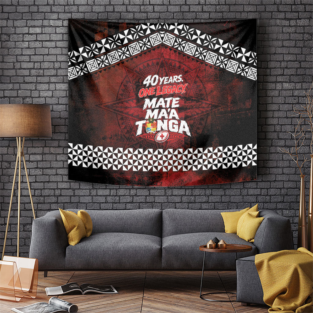 Mate Maa Tonga Rugby 2026 Tapestry 40 Years Anniversary One Legacy LT14 Red - Polynesian Pride