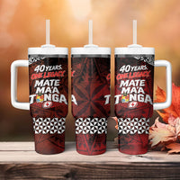 Mate Maa Tonga Rugby 2026 Tumbler With Handle 40 Years Anniversary One Legacy LT14 - Polynesian Pride