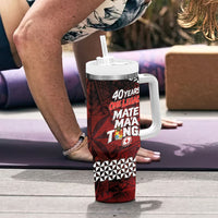 Mate Maa Tonga Rugby 2026 Tumbler With Handle 40 Years Anniversary One Legacy LT14 - Polynesian Pride