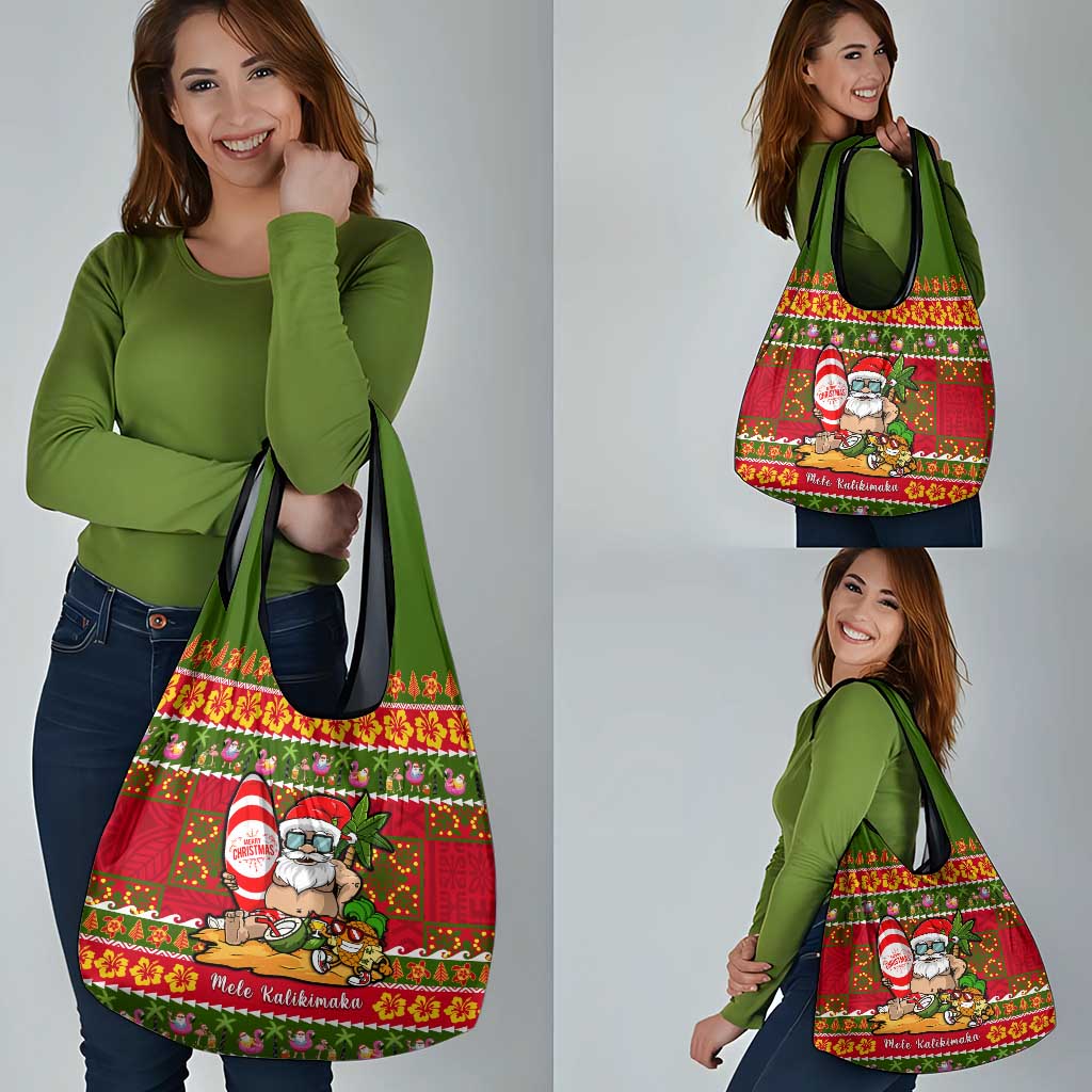 Hawaii Surfing Santa Christmas Grocery Bag Tropical Pineapple Mele Kalikimaka Quilt Pattern
