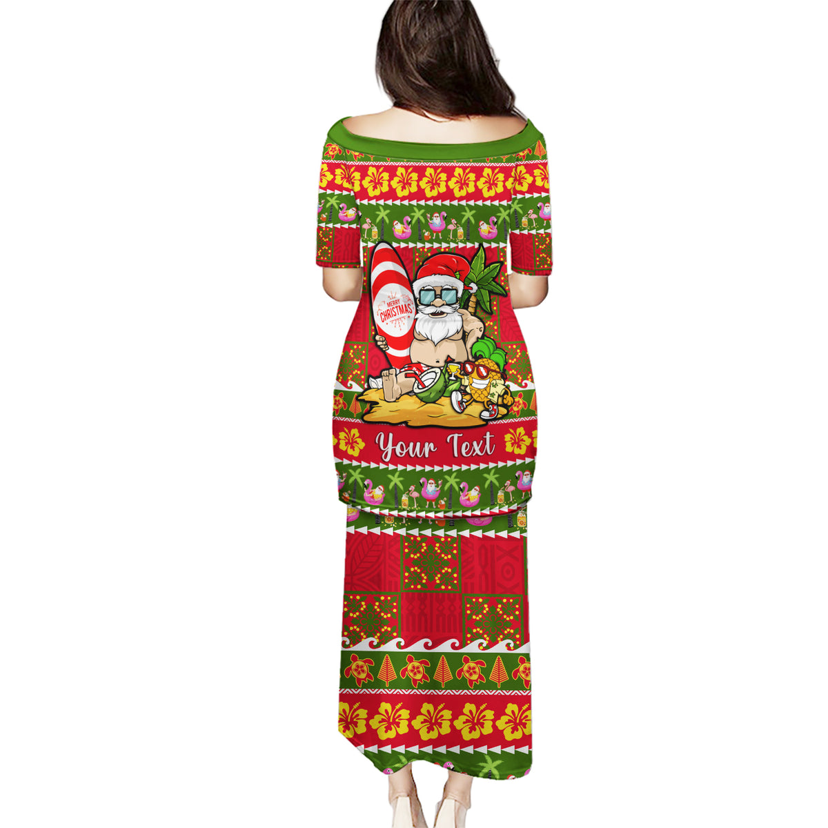 Personalised Hawaii Surfing Santa Christmas Puletasi Tropical Pineapple Mele Kalikimaka Quilt Pattern LT14 - Polynesian Pride