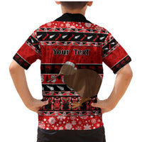Personalised New Zealand Christmas Family Matching Mermaid Dress and Hawaiian Shirt Aotearoa Kiwi Meri Kirihimete Red Version LT14 - Polynesian Pride