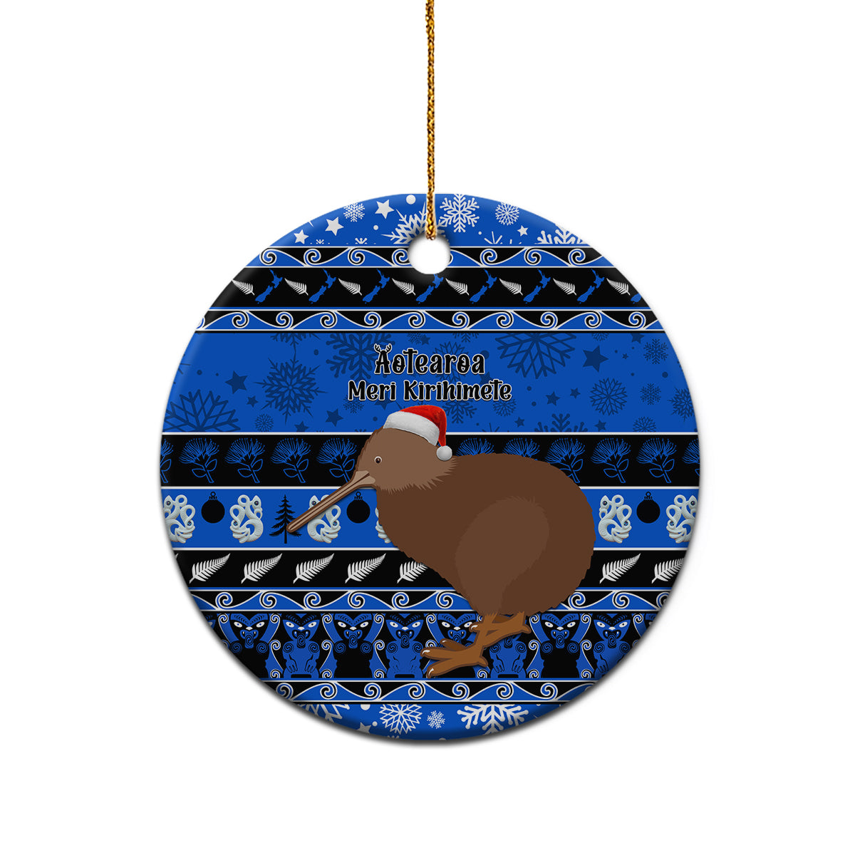 New Zealand Christmas Ceramic Ornament Aotearoa Kiwi Meri Kirihimete Blue Version LT14 - Polynesian Pride