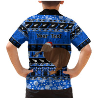 Personalised New Zealand Christmas Family Matching Mermaid Dress and Hawaiian Shirt Aotearoa Kiwi Meri Kirihimete Blue Version LT14 - Polynesian Pride