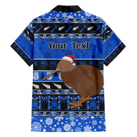 Personalised New Zealand Christmas Family Matching Short Sleeve Bodycon Dress and Hawaiian Shirt Aotearoa Kiwi Meri Kirihimete Blue Version LT14 - Polynesian Pride