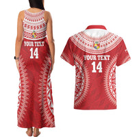Custom Tonga Mate Maa Couples Matching Tank Maxi Dress and Hawaiian Shirt Go Champions Tongan Ngatu - Red LT14 - Polynesian Pride