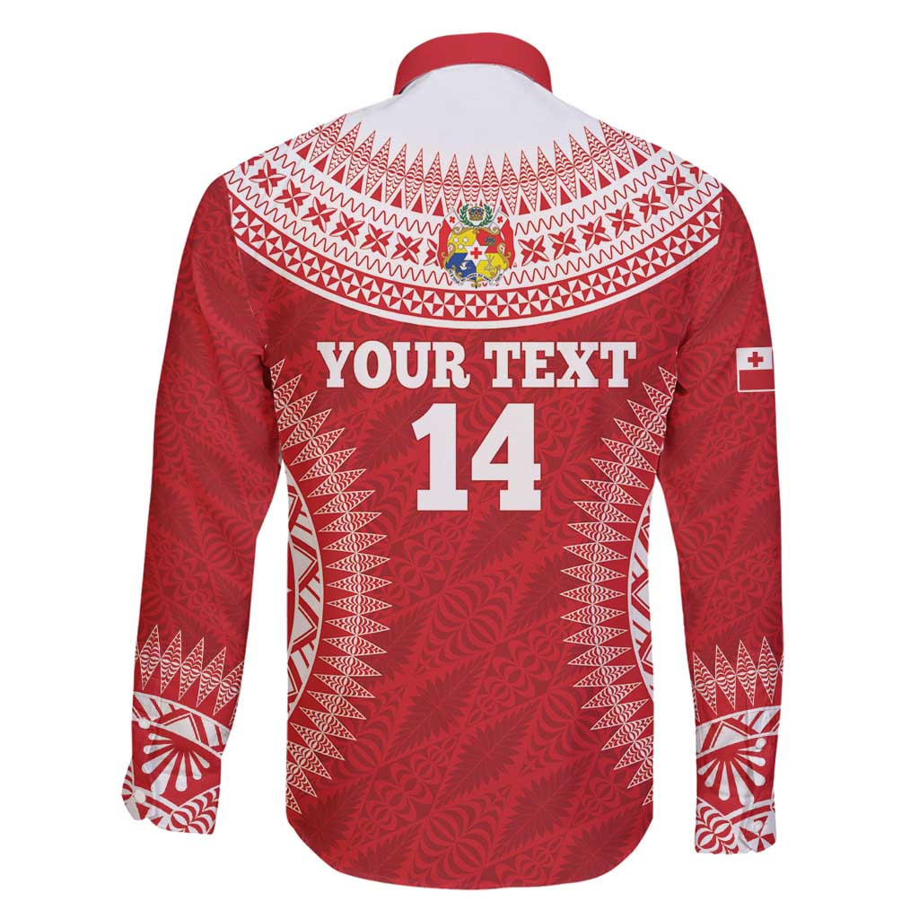Custom Tonga Mate Maa Family Matching Long Sleeve Bodycon Dress and Hawaiian Shirt Go Champions Tongan Ngatu - Red LT14 - Polynesian Pride