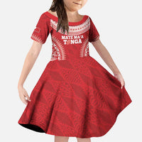 Custom Tonga Mate Maa Family Matching Mermaid Dress and Hawaiian Shirt Go Champions Tongan Ngatu - Red LT14 Daughter's Dress Red - Polynesian Pride