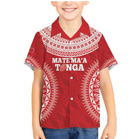 Custom Tonga Mate Maa Family Matching Mermaid Dress and Hawaiian Shirt Go Champions Tongan Ngatu - Red LT14 Son's Shirt Red - Polynesian Pride