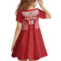 Custom Tonga Mate Maa Family Matching Off Shoulder Maxi Dress and Hawaiian Shirt Go Champions Tongan Ngatu - Red LT14 - Polynesian Pride