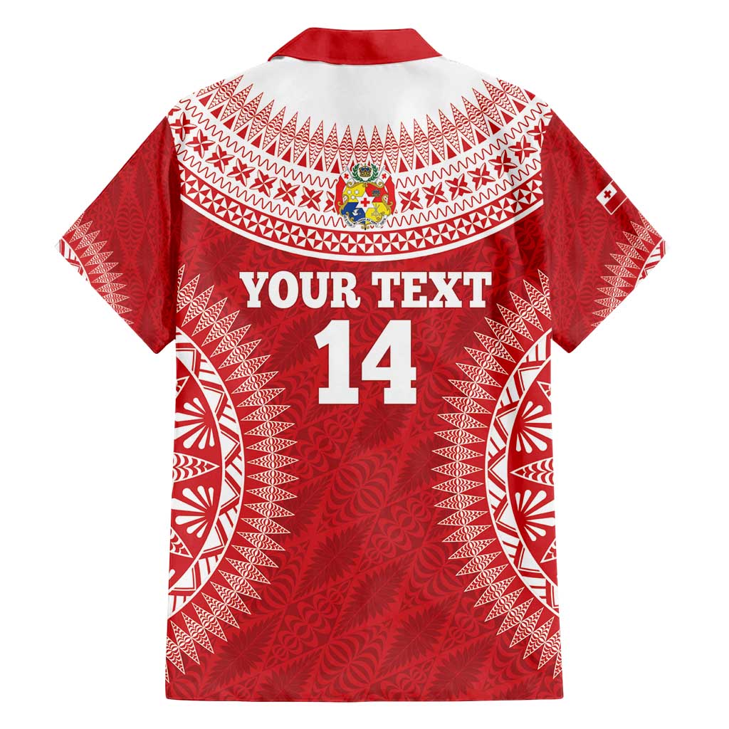 Custom Tonga Mate Maa Family Matching Off Shoulder Short Dress and Hawaiian Shirt Go Champions Tongan Ngatu - Red LT14 - Polynesian Pride