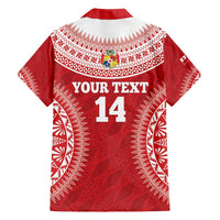 Custom Tonga Mate Maa Family Matching Off Shoulder Short Dress and Hawaiian Shirt Go Champions Tongan Ngatu - Red LT14 - Polynesian Pride