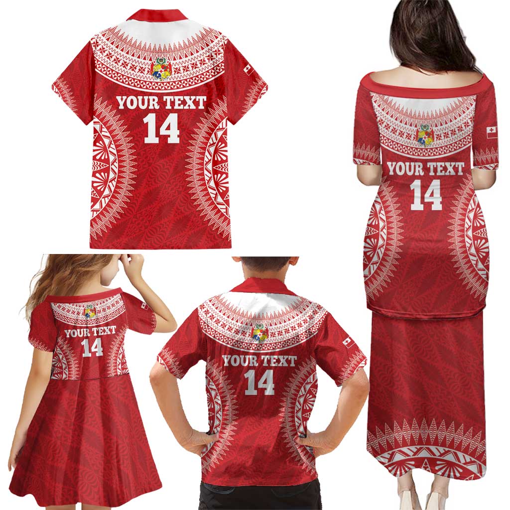 Custom Tonga Mate Maa Family Matching Puletasi and Hawaiian Shirt Go Champions Tongan Ngatu - Red LT14 - Polynesian Pride