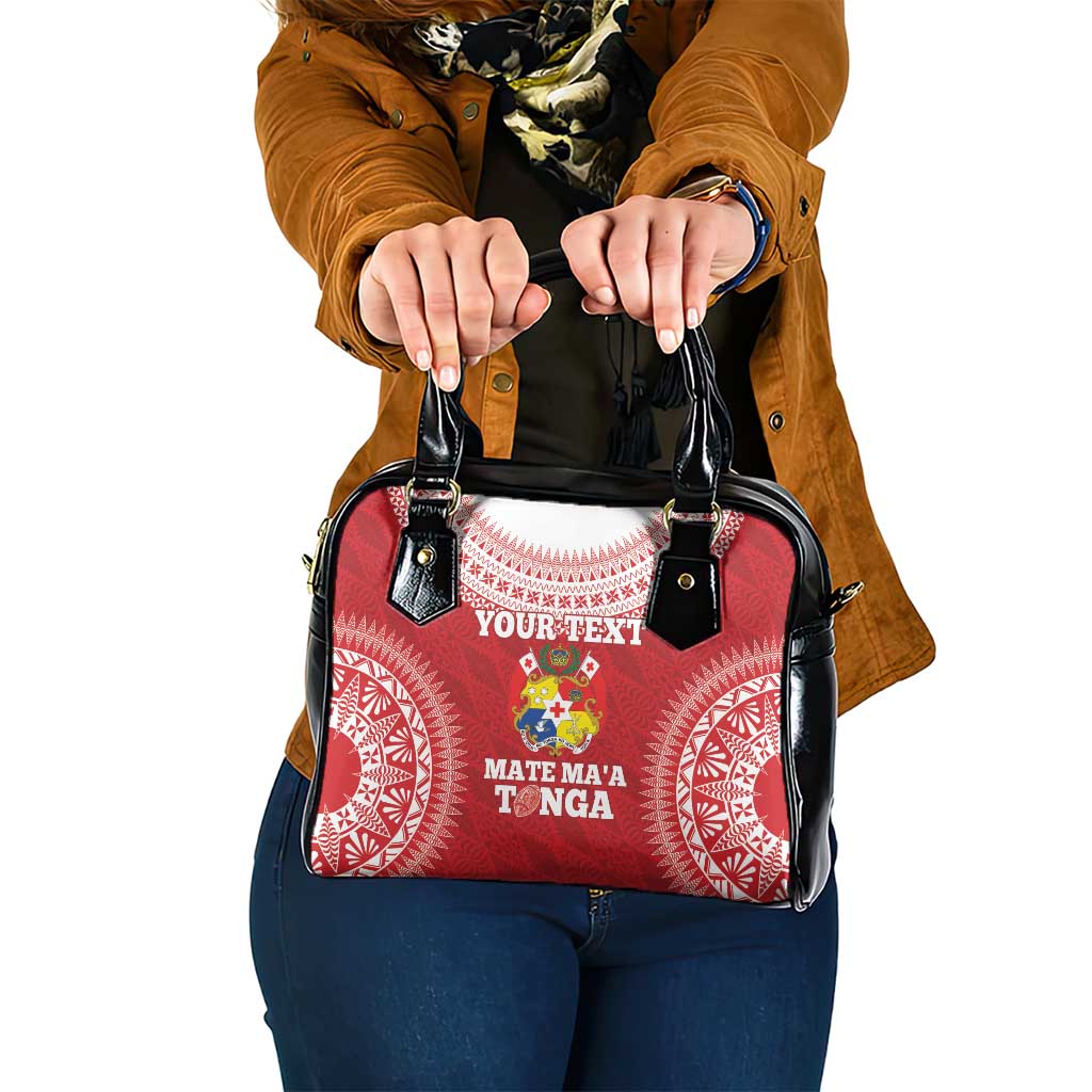 Custom Tonga Mate Maa Shoulder Handbag Go Champions Tongan Ngatu - Red LT14 One Size Red - Polynesian Pride