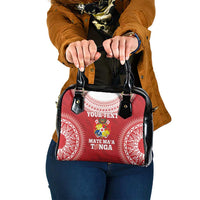 Custom Tonga Mate Maa Shoulder Handbag Go Champions Tongan Ngatu - Red LT14 One Size Red - Polynesian Pride