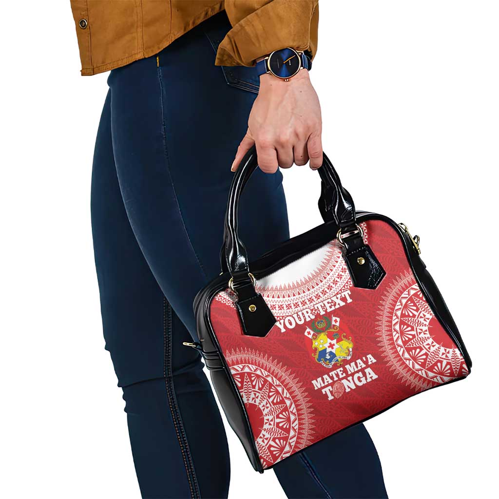 Custom Tonga Mate Maa Shoulder Handbag Go Champions Tongan Ngatu - Red LT14 - Polynesian Pride