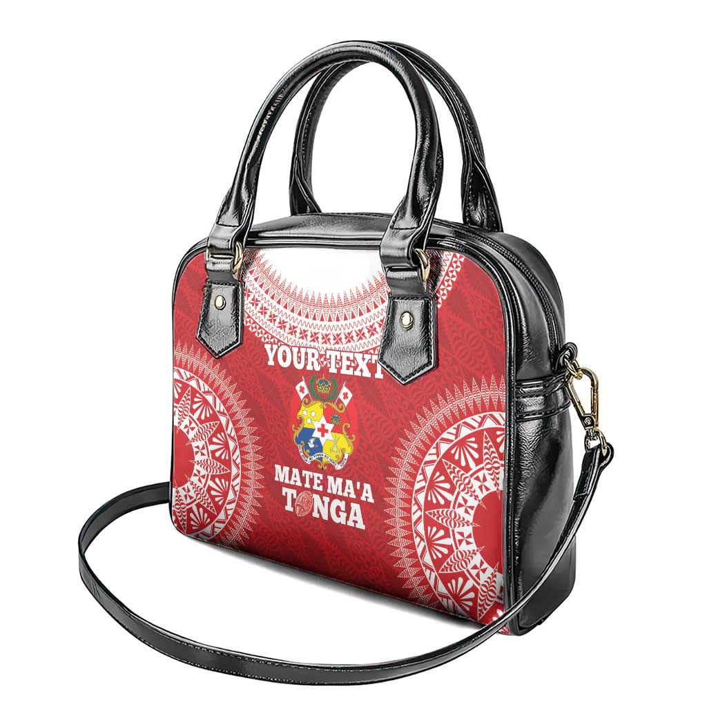 Custom Tonga Mate Maa Shoulder Handbag Go Champions Tongan Ngatu - Red LT14 - Polynesian Pride