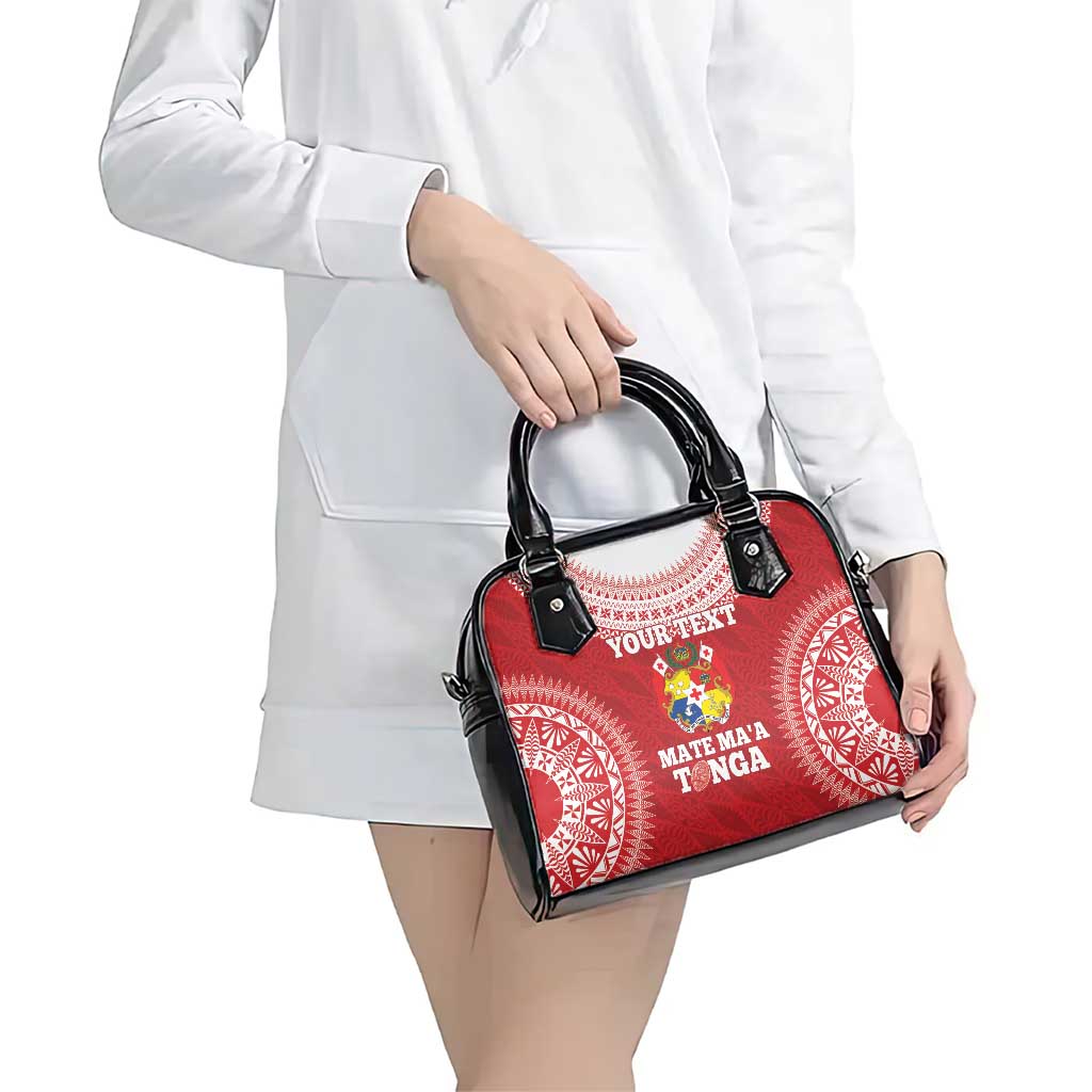 Custom Tonga Mate Maa Shoulder Handbag Go Champions Tongan Ngatu - Red LT14 - Polynesian Pride