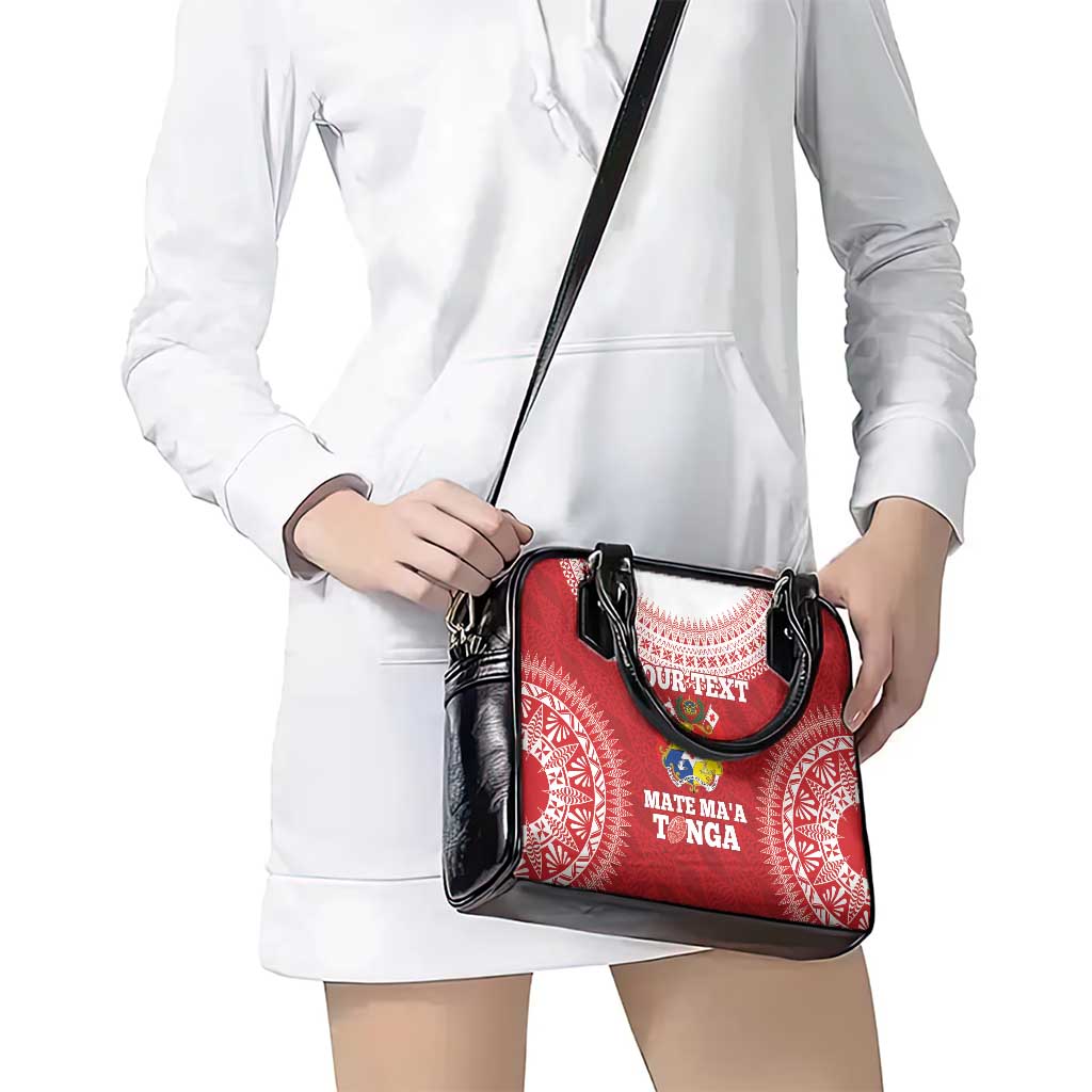 Custom Tonga Mate Maa Shoulder Handbag Go Champions Tongan Ngatu - Red LT14 - Polynesian Pride