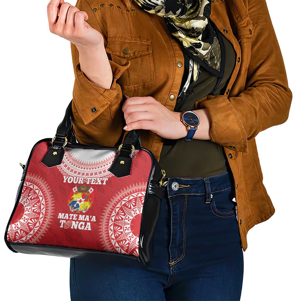 Custom Tonga Mate Maa Shoulder Handbag Go Champions Tongan Ngatu - Red LT14 - Polynesian Pride