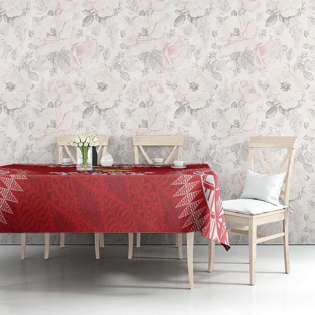 Custom Tonga Mate Maa Tablecloth Go Champions Tongan Ngatu - Red