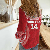 Custom Tonga Mate Maa Women Casual Shirt Go Champions Tongan Ngatu - Red LT14 - Polynesian Pride