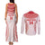 Custom Tonga Mate Maa Couples Matching Tank Maxi Dress and Long Sleeve Button Shirt Go Champions Tongan Ngatu - White