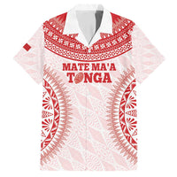 Custom Tonga Mate Maa Family Matching Long Sleeve Bodycon Dress and Hawaiian Shirt Go Champions Tongan Ngatu - White LT14 Dad's Shirt - Short Sleeve White - Polynesian Pride