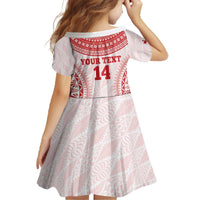 Custom Tonga Mate Maa Family Matching Off The Shoulder Long Sleeve Dress and Hawaiian Shirt Go Champions Tongan Ngatu - White LT14 - Polynesian Pride