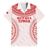 Custom Tonga Mate Maa Family Matching Off The Shoulder Long Sleeve Dress and Hawaiian Shirt Go Champions Tongan Ngatu - White LT14 Dad's Shirt - Short Sleeve White - Polynesian Pride