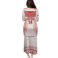 Custom Tonga Mate Maa Family Matching Puletasi and Hawaiian Shirt Go Champions Tongan Ngatu - White LT14 - Polynesian Pride