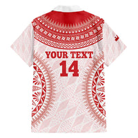 Custom Tonga Mate Maa Family Matching Short Sleeve Bodycon Dress and Hawaiian Shirt Go Champions Tongan Ngatu - White LT14 - Polynesian Pride