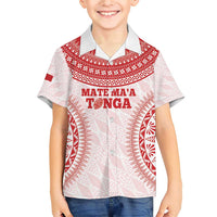 Custom Tonga Mate Maa Family Matching Short Sleeve Bodycon Dress and Hawaiian Shirt Go Champions Tongan Ngatu - White LT14 Son's Shirt White - Polynesian Pride