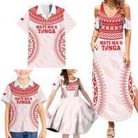 Custom Tonga Mate Maa Family Matching Summer Maxi Dress and Hawaiian Shirt Go Champions Tongan Ngatu - White LT14 - Polynesian Pride
