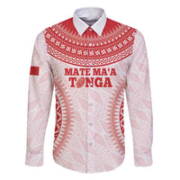 Custom Tonga Mate Maa Family Matching Summer Maxi Dress and Hawaiian Shirt Go Champions Tongan Ngatu - White LT14 Dad's Shirt - Long Sleeve White - Polynesian Pride