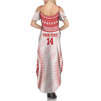 Custom Tonga Mate Maa Family Matching Summer Maxi Dress and Hawaiian Shirt Go Champions Tongan Ngatu - White LT14 - Polynesian Pride