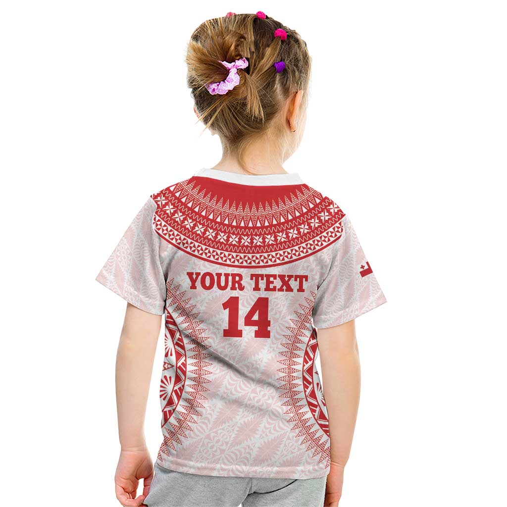 Custom Tonga Mate Maa Kid T Shirt Go Champions Tongan Ngatu - White LT14 - Polynesian Pride