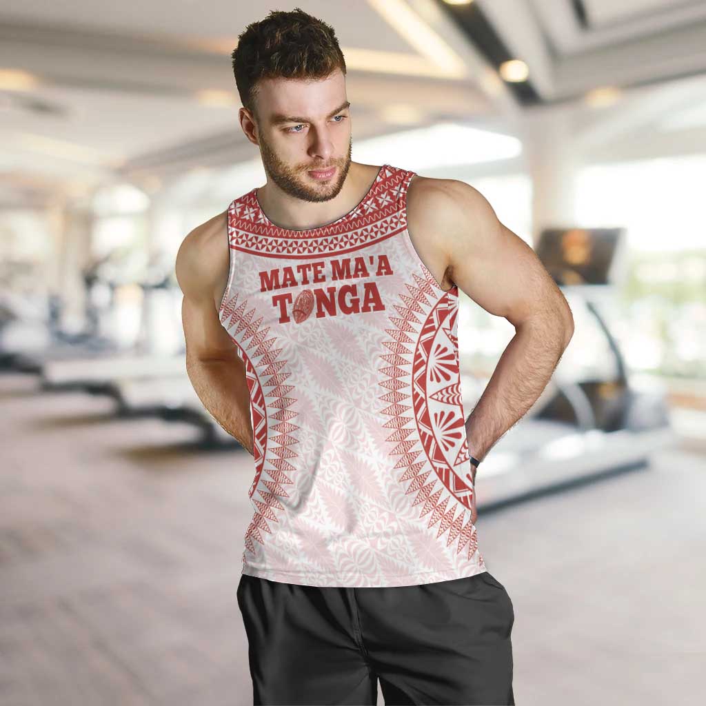 Custom Tonga Mate Maa Men Tank Top Go Champions Tongan Ngatu - White LT14 White - Polynesian Pride
