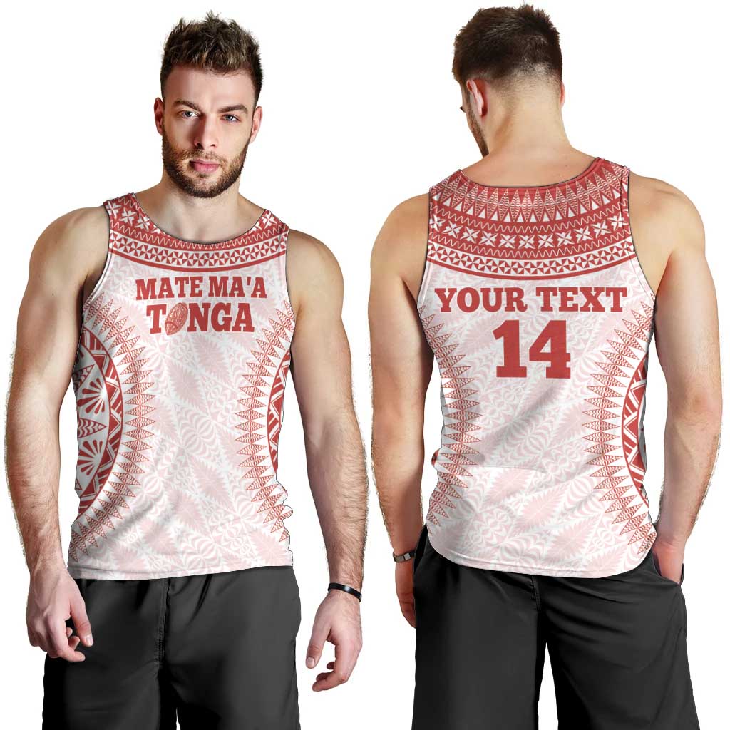 Custom Tonga Mate Maa Men Tank Top Go Champions Tongan Ngatu - White LT14 - Polynesian Pride